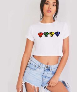 Harry Potter Hogwarts House Heart Pixelated Crop Top Shirt