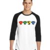 Harry Potter Hogwarts House Heart Pixelated Raglan Tee