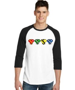 Harry Potter Hogwarts House Heart Pixelated Raglan Tee