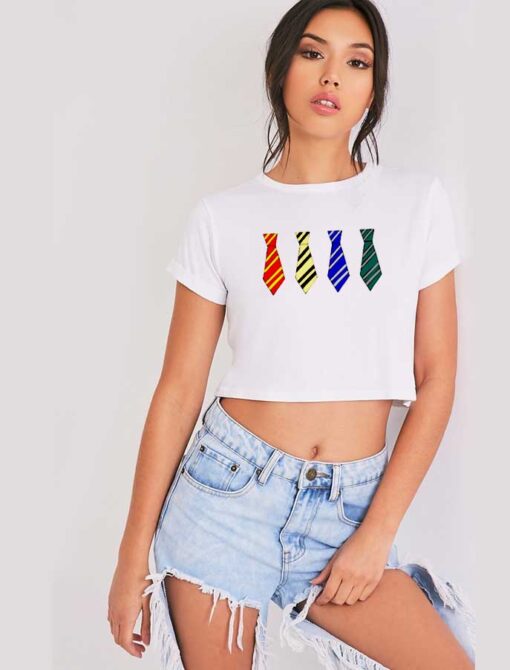 Harry Potter House Colors Ties Hogwarts Crop Top Shirt