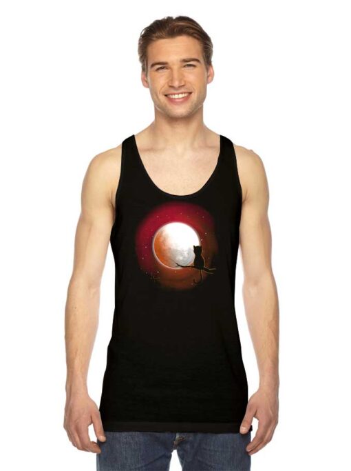 Harvest Mewn Red Moon Halloween Tank Top