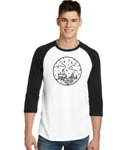 Hogwarts Castle Sky Picture Drawing Raglan Tee