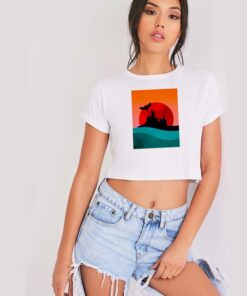 Hogwarts Castle Summer Owl Sunset Crop Top Shirt