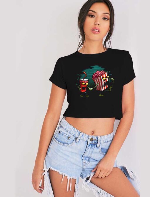 Horror Movie Essentials Popcorn Halloween Crop Top Shirt