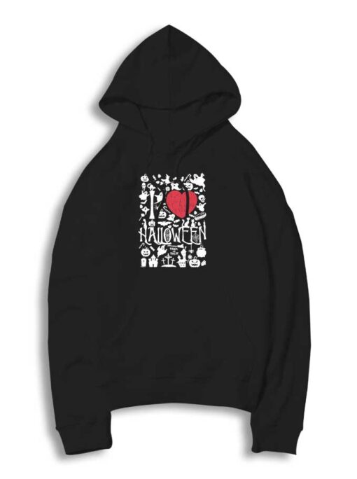 I Love Halloween Doodle Art Hoodie