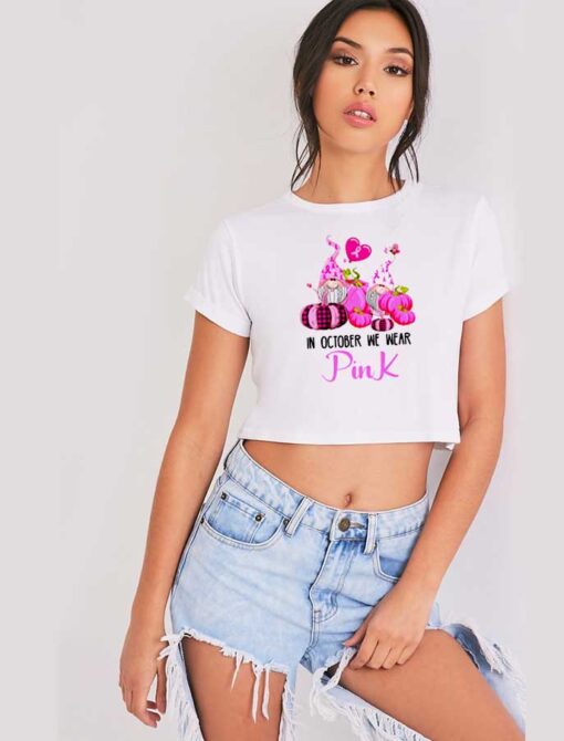 In October We Wear Pink Halloween Crop Top Shirt