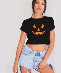 Jack O Lantern Smiling Face Pumpkin Crop Top Shirt