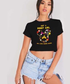 Just A Disney Girl Who Loves Horror Movies Halloween Crop Top Shirt