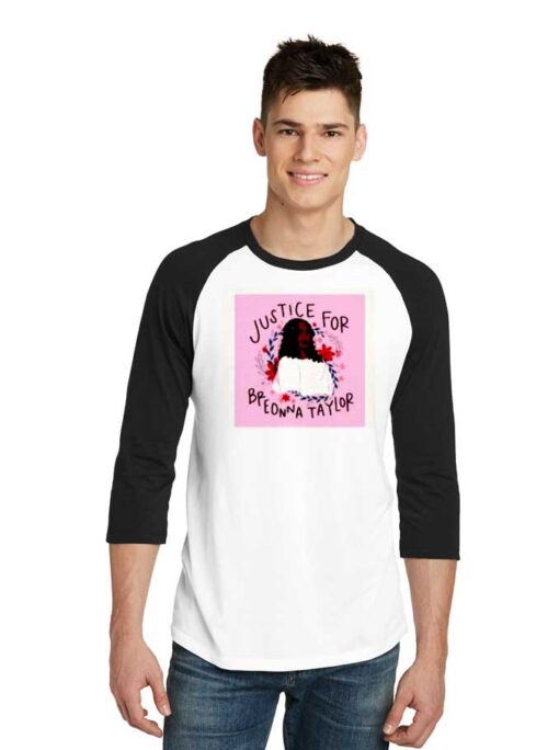 Justice For Breonna Taylor Floral Photo Raglan Tee