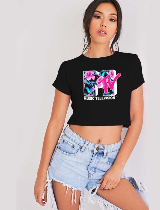 MTV Music Television Flower Logo Crop Top Shirt