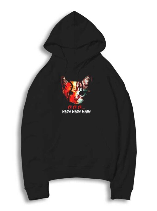 Meow Meow Halloween Scary Cat Mask Hoodie