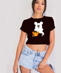 Mickey Mouse Ghost Disney Halloween Crop Top Shirt