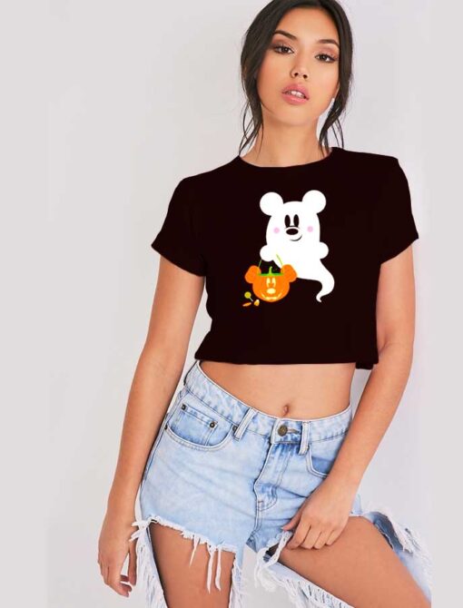 Mickey Mouse Ghost Disney Halloween Crop Top Shirt