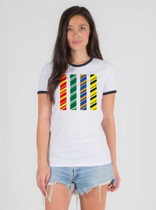 Minimalist Hogwarts House Colors Bars Ringer Tee