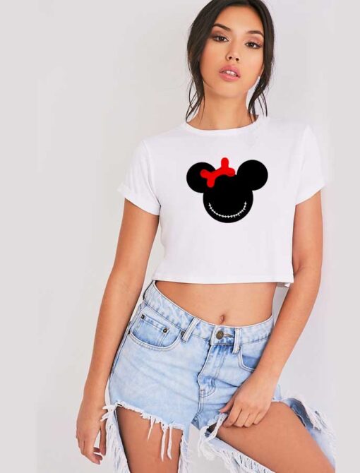 Minnie Mouse Halloween Scary Face Crop Top Shirt