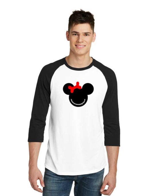 Minnie Mouse Halloween Scary Face Raglan Tee