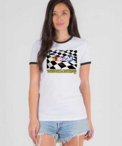 Nascar Racing Check Flag Logo Ringer Tee