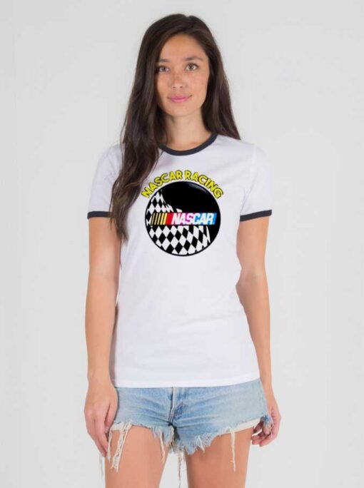 Nascar Raising Race Check Flag Circle Ringer Tee