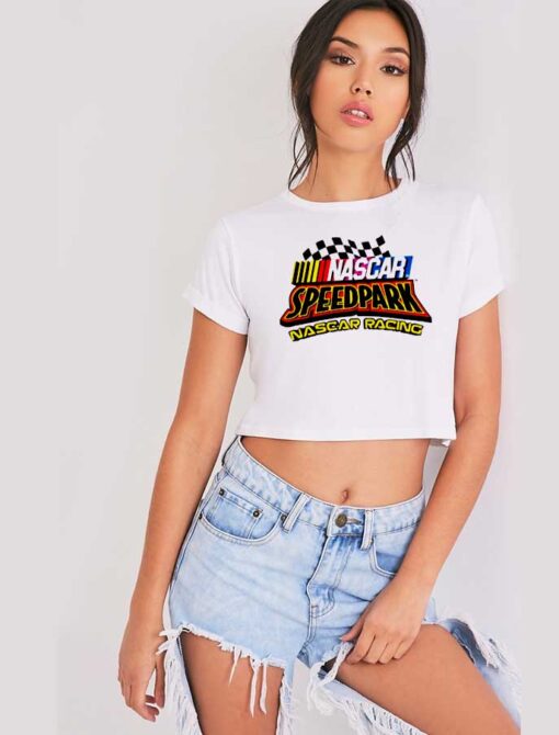 Nascar Speedpark Nascar Racing Flag Crop Top Shirt