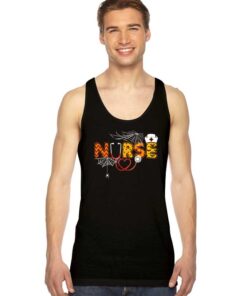 Nurse Halloween Pumpkin Boo Spider Tank Top