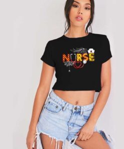 Nurse Halloween Pumpkin Boo Spider Crop Top Shirt