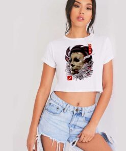 Oni Slasher Mask Ukiyo E Japanese Crop Top Shirt