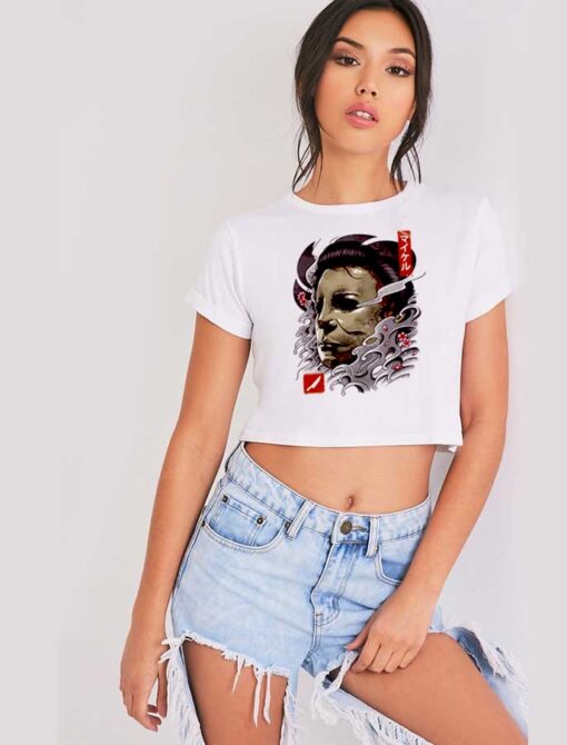 Oni Slasher Mask Ukiyo E Japanese Crop Top Shirt