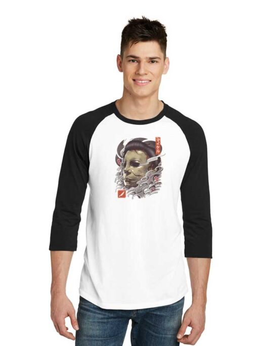 Oni Slasher Mask Ukiyo E Japanese Raglan Tee