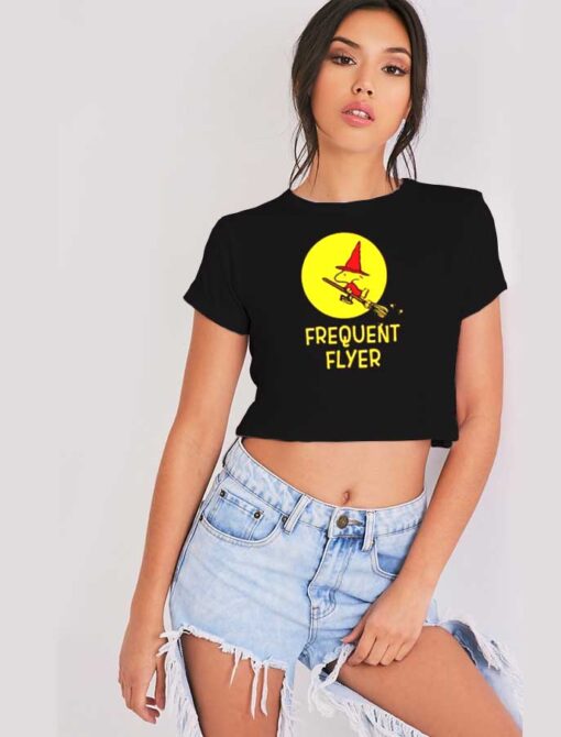 Peanuts Halloween Frequent Flyer Witch Crop Top Shirt