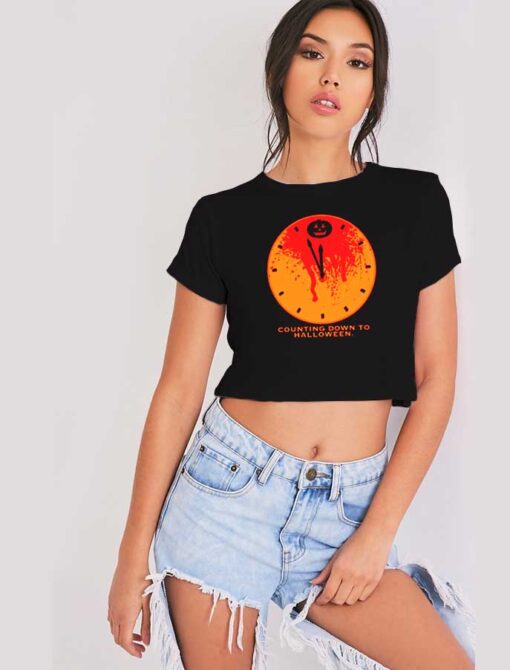 Pumpkin Clock Counting Down To Halloween Crop Top Shirt