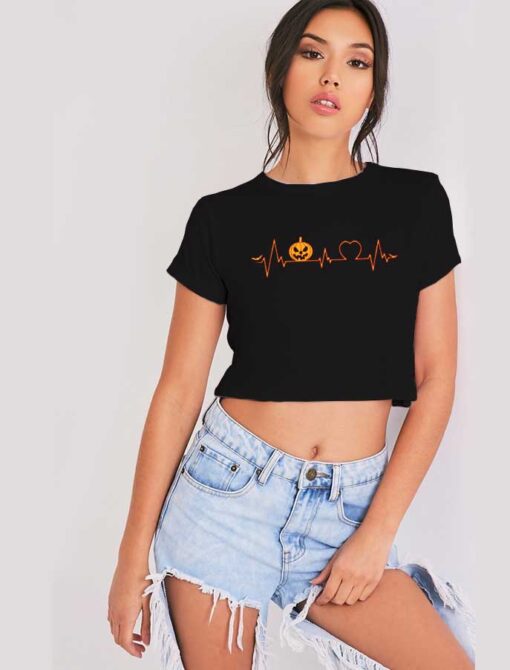 Pumpkin Heartbeat Frequentie Halloween Crop Top Shirt