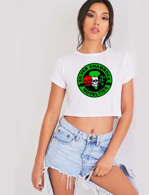 Silver Shamrock Novelties Halloween Mask Crop Top Shirt