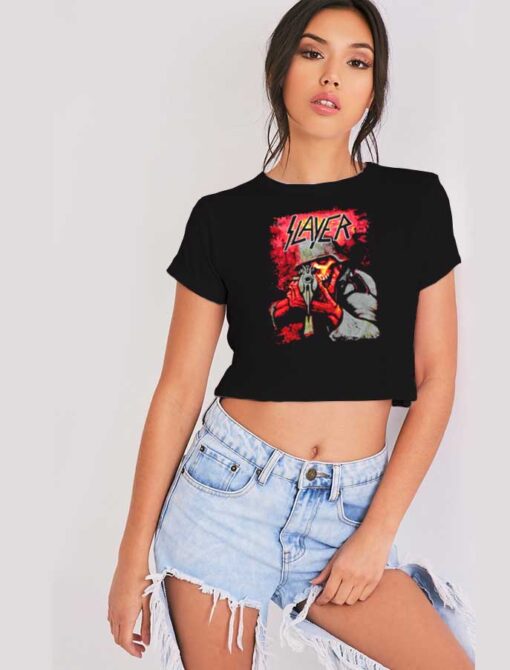 Slayer Sniper Skull World War Zombie Crop Top Shirt