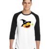 Smiling Pumpkin Jack O Lantern Halloween Raglan Tee