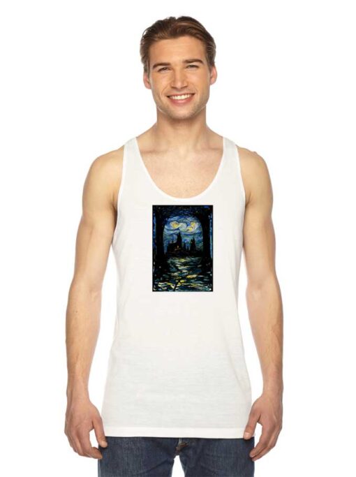 Starry Night Stars Over Hogwarts School Tank Top