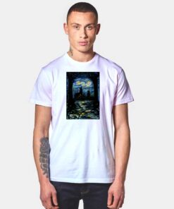 Starry Night Stars Over Hogwarts School T Shirt