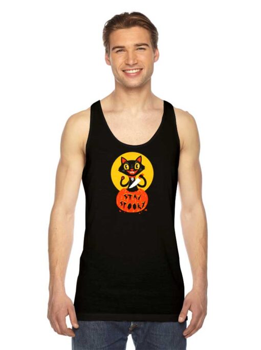 Stay Spooky Black Cat In The Pumpkin Tank Top