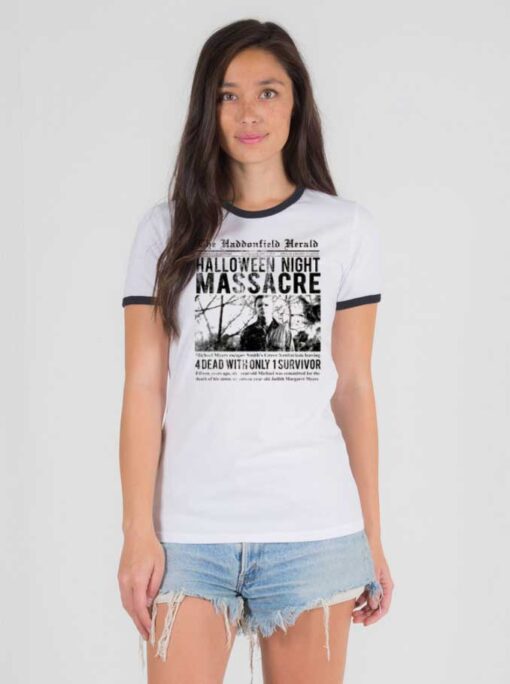 The Haddonfield Herald Halloween Night Massacre Ringer Tee