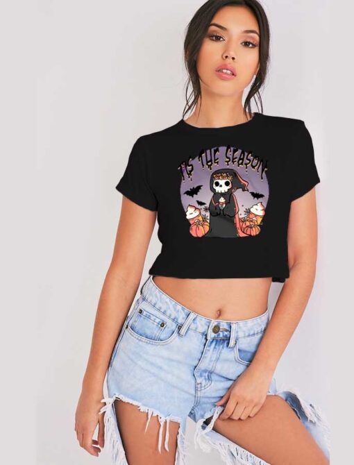 Tis The Season Grim Reaper Halloween Ice Cream Crop Top Shirt