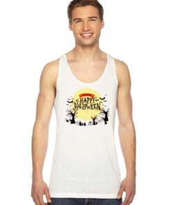 Trick Or Treat Happy Halloween Cemetery Tank Top