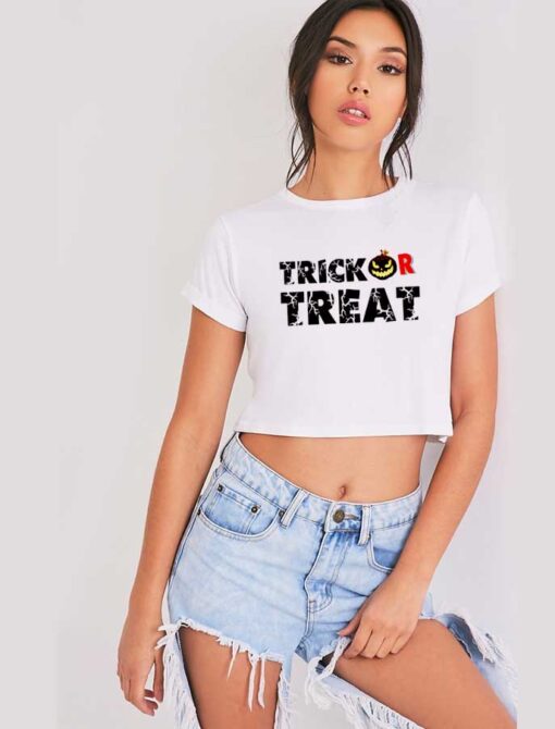 Trick Or Treat Jack O Lantern Pumpkin Crop Top Shirt