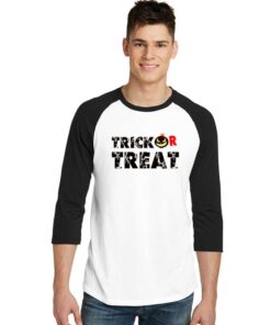 Trick Or Treat Jack O Lantern Pumpkin Raglan Tee