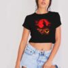 Vampire Castle Red Moon Pumpkin Halloween Crop Top Shirt