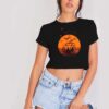 Vintage Vampire Pumpkin Sunset Background Crop Top Shirt