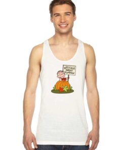 Welcome Great Pumpkin Sign Halloween Tank Top