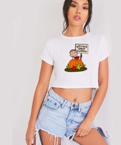 Welcome Great Pumpkin Sign Halloween Crop Top Shirt