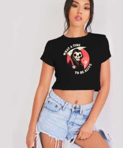 What A Time To Be Alive Halloween Crop Top Shirt