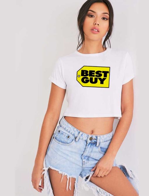 Who Is The Best Guy Price Tag Crop Top Shirt