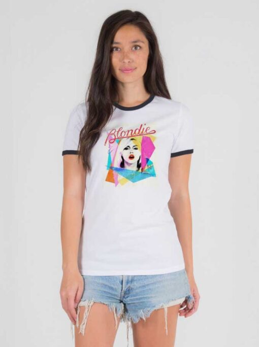 Amplified Blondie Ahoy 80s Mosaic Ringer Tee