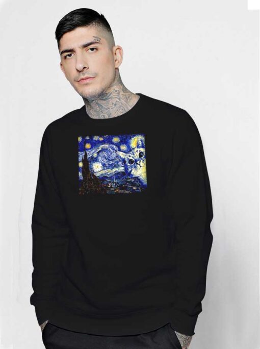 Cat The Starry Night Van Halen Sweatshirt